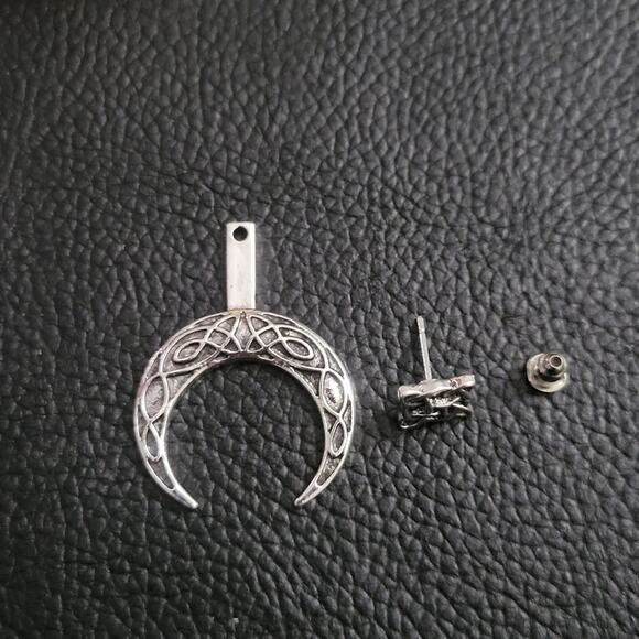 Celtic knot and crescent moon wrap around illusion earrings - Picture 2 of 2